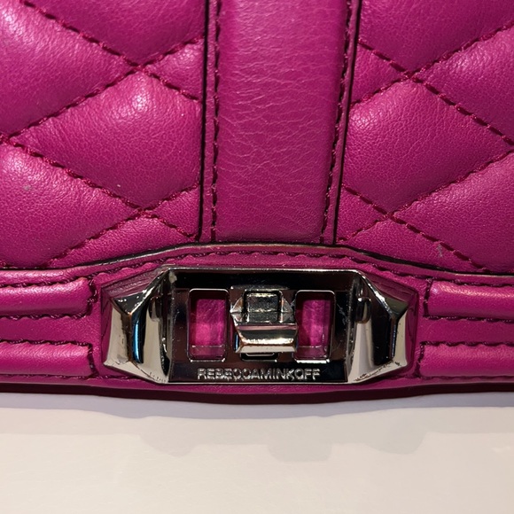 Rebecca Minkoff fuchsia pink leather clutch shoulder bag removable chain straps - Picture 6 of 7